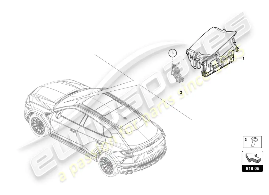 lamborghini urus (2021) control unit for wind- screen projection (head-up-display) parts diagram