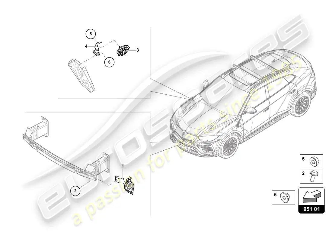 lamborghini urus (2020) signal horn parts diagram