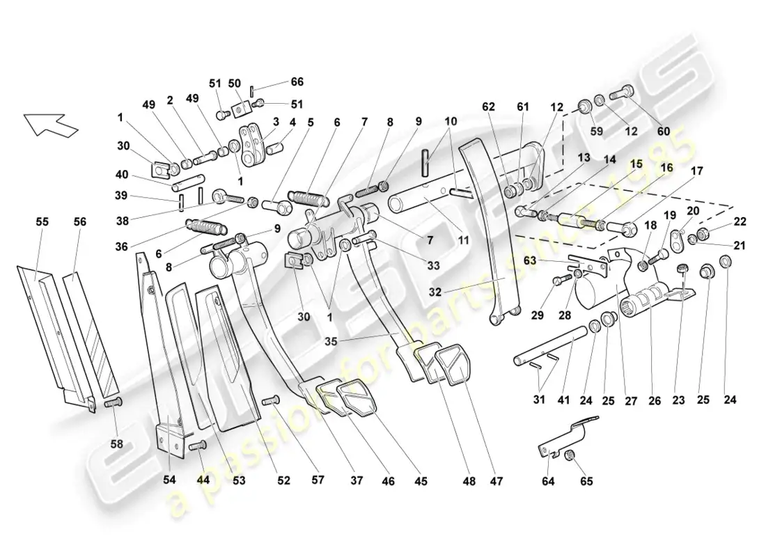 lamborghini reventon brake and accel. lever mech. parts diagram