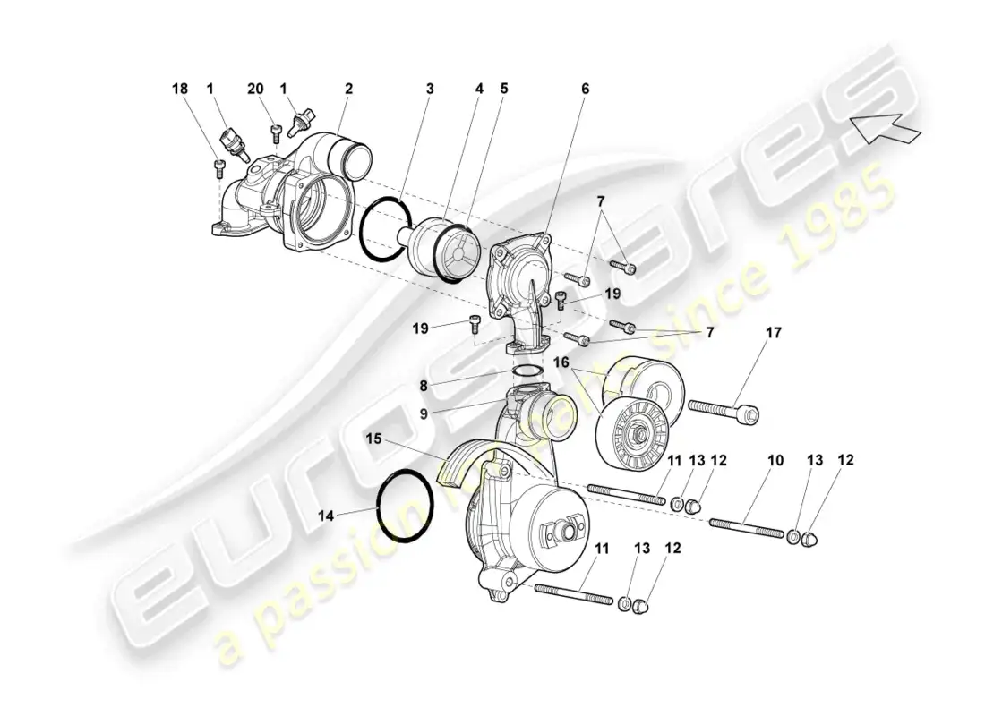 lamborghini reventon coolant pump parts diagram