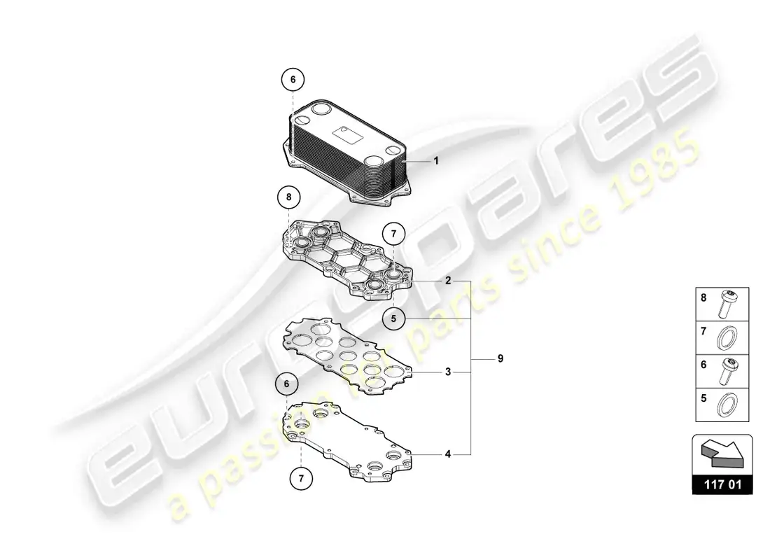 lamborghini sto (2022) gear oil cooler parts diagram