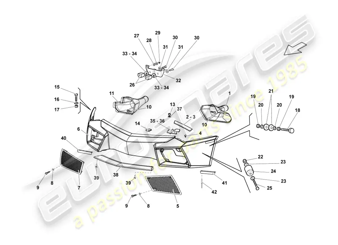 lamborghini reventon bumper front parts diagram