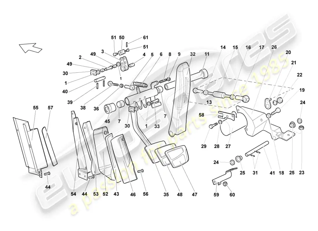 lamborghini reventon brake and accel. lever mech. parts diagram