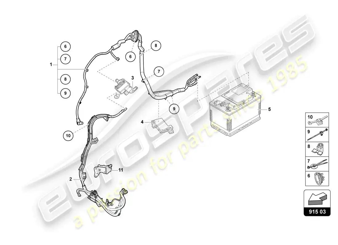 lamborghini urus (2021) wiring set for battery +/- parts diagram