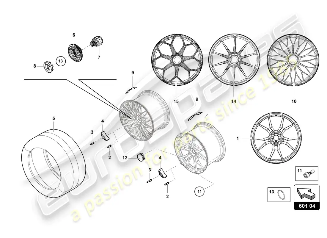 lamborghini ultimae roadster (2022) wheels/tyres rear parts diagram