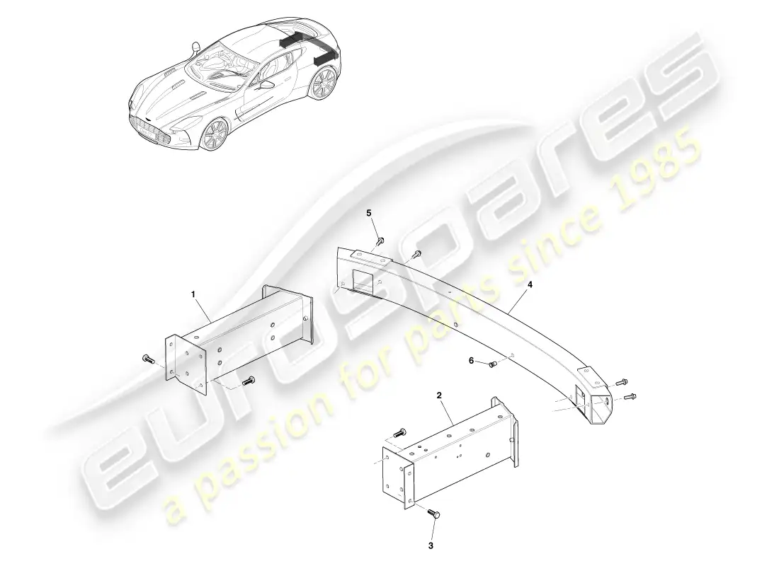 aston martin one-77 (2011) rear bumper armature parts diagram