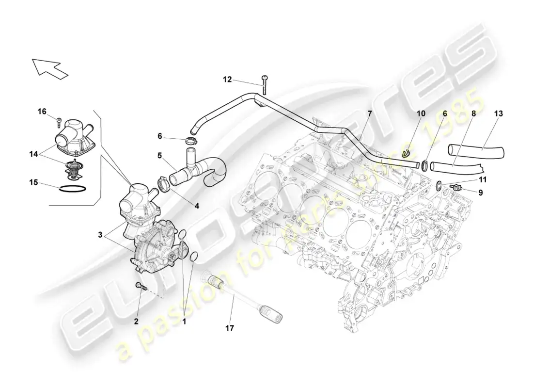 lamborghini gallardo spyder (2006) coolant pump part diagram