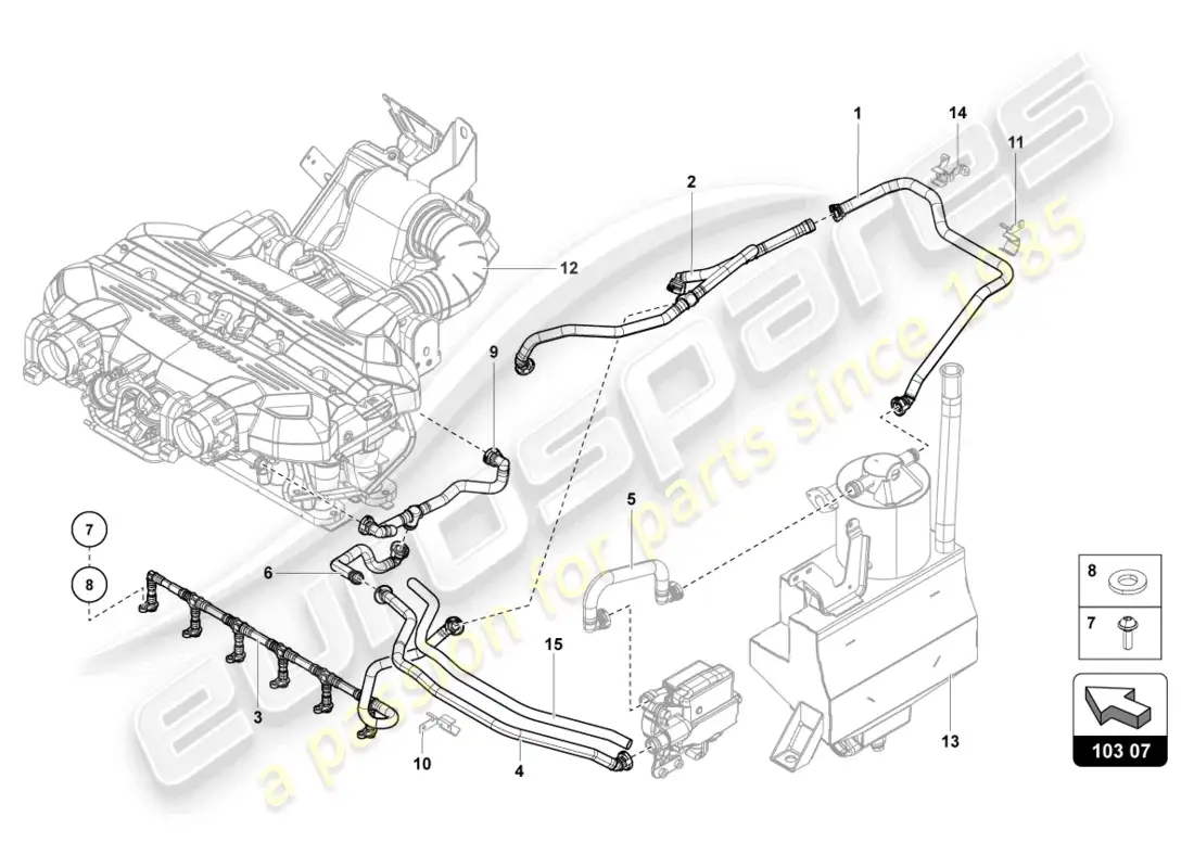 lamborghini countach lpi 800-4 (2022) ventilation for cylinder head cover parts diagram