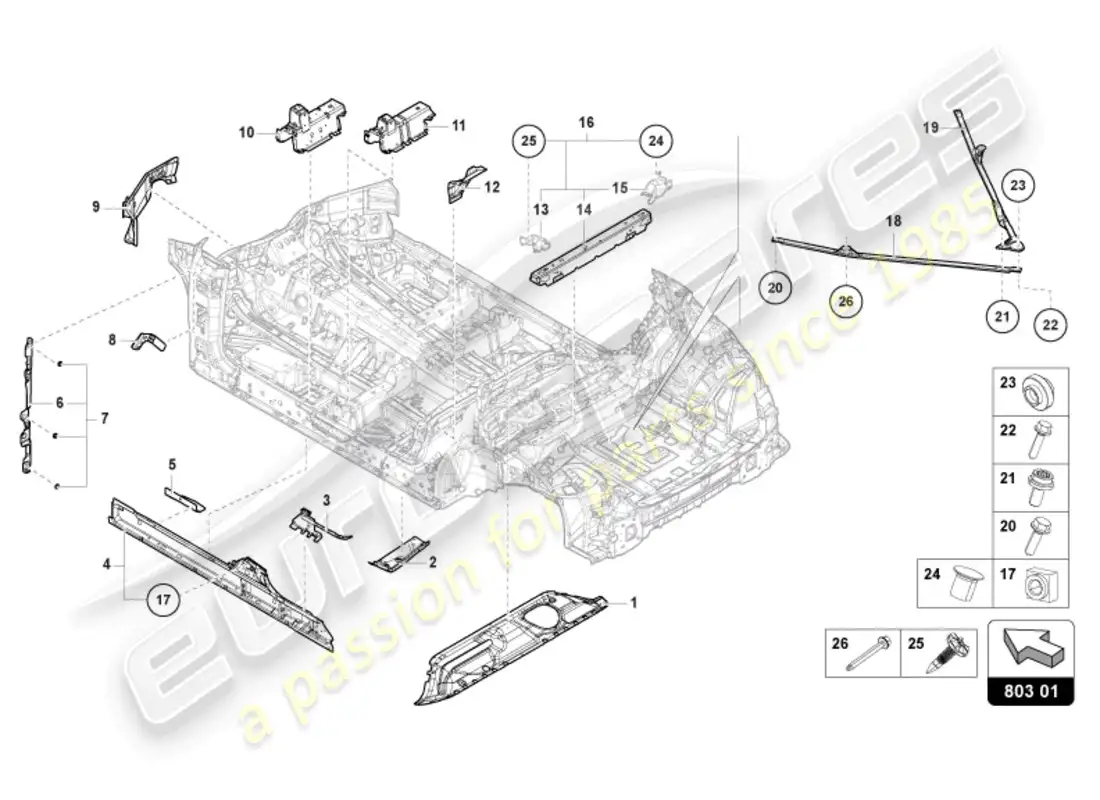 lamborghini urus (2019) underbody parts diagram