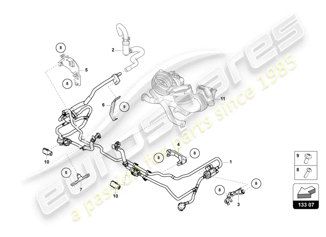 lamborghini urus (2020) fuel supply line 4.0 ltr. parts diagram