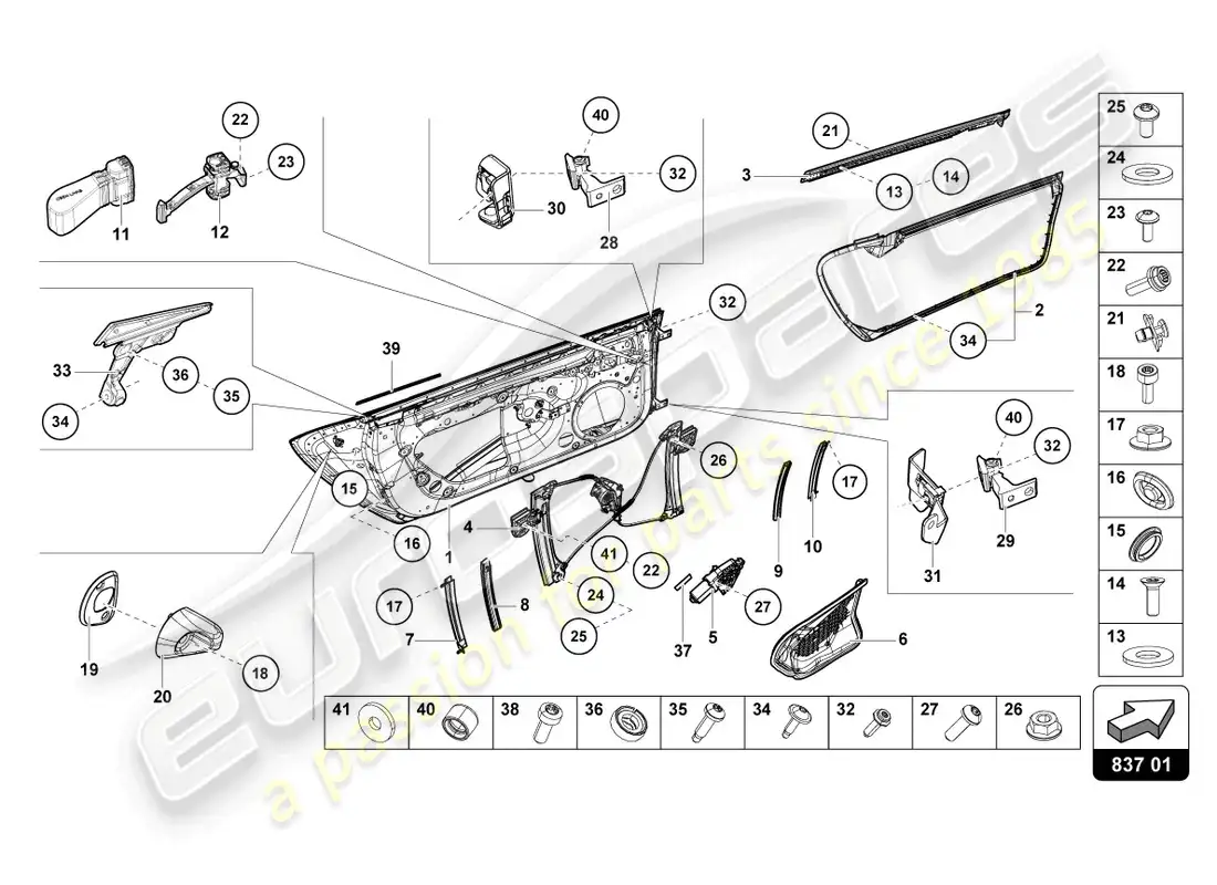 lamborghini tecnica (2024) doors parts diagram