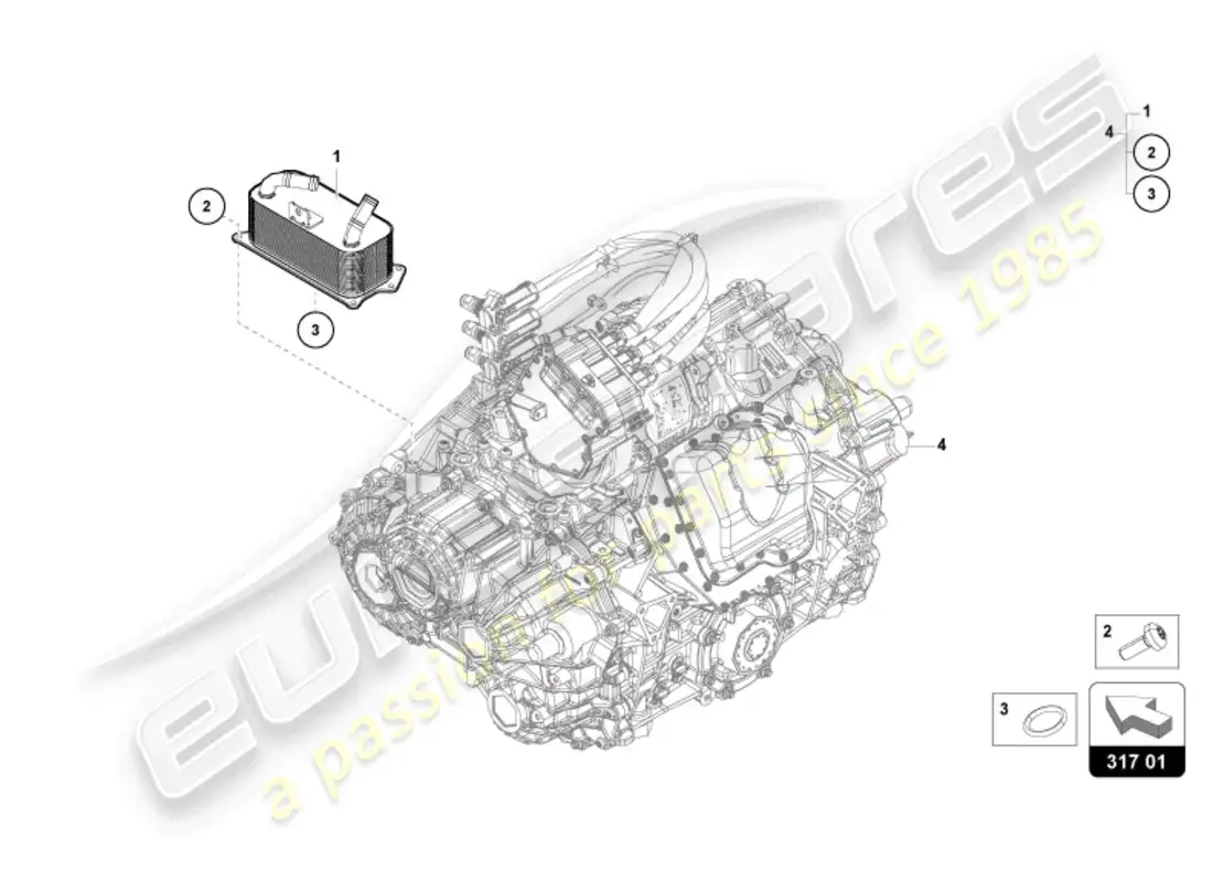 lamborghini revuelto coupe (2024) gear oil cooler parts diagram