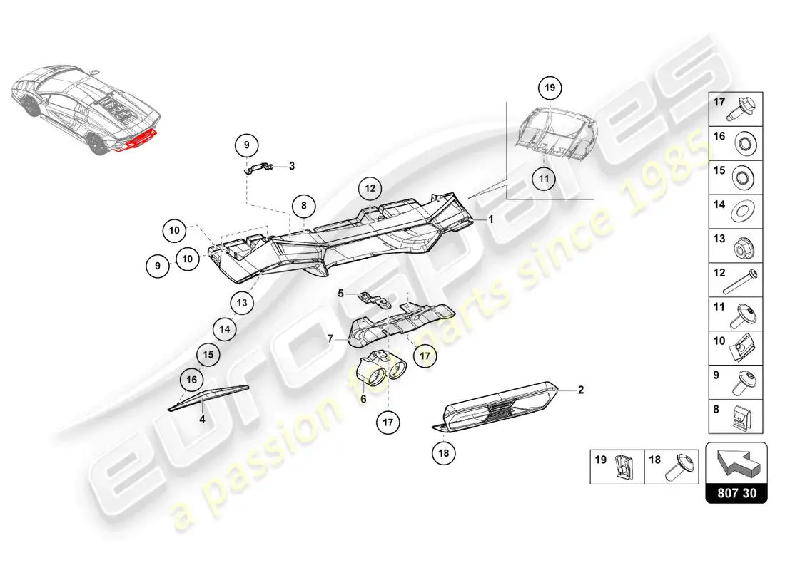 lamborghini countach lpi 800-4 (2022) bumper lower part parts diagram