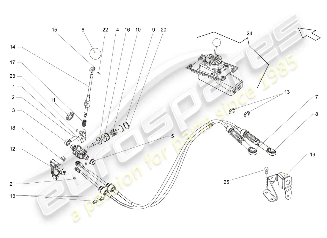 lamborghini gallardo spyder (2006) selector mechanism part diagram