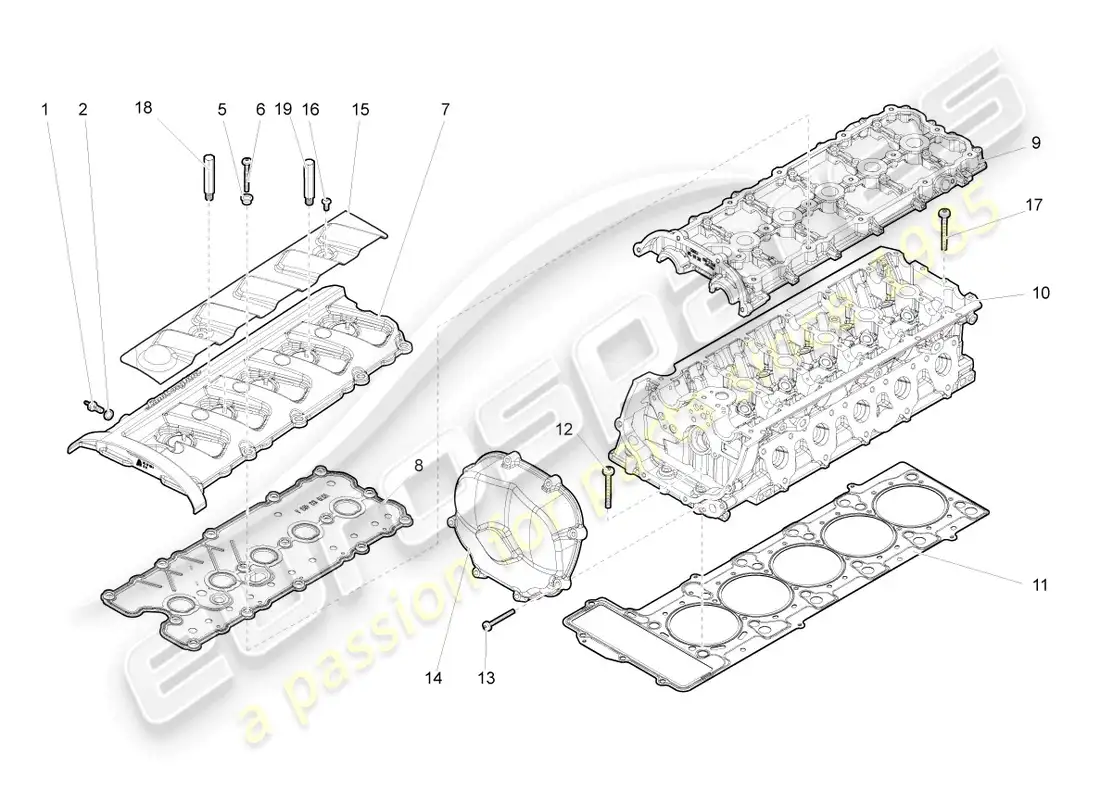 lamborghini gallardo spyder (2006) cylinder head cylinders 1-5 part diagram