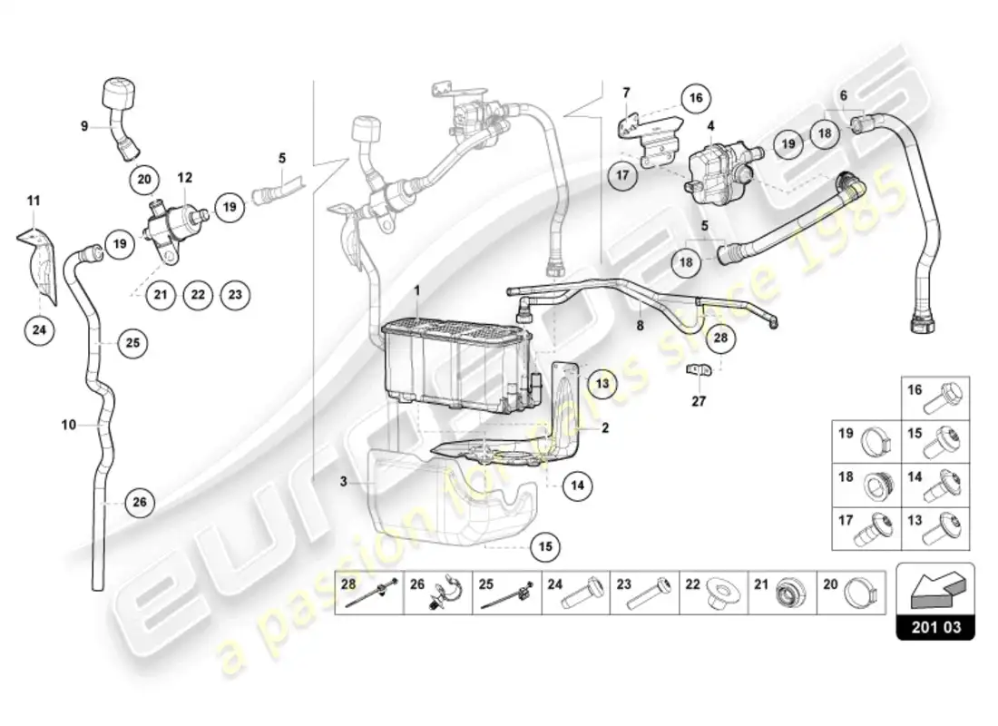 lamborghini revuelto coupe (2024) activated charcoal container parts diagram