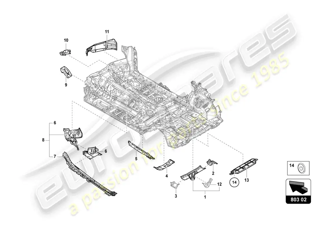 lamborghini urus (2019) underbody parts diagram