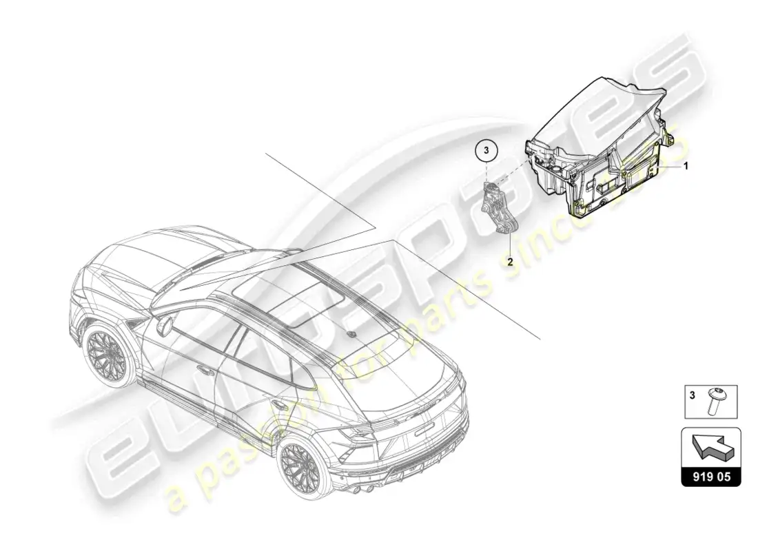 lamborghini urus (2022) control unit for wind- screen projection (head-up-display) parts diagram