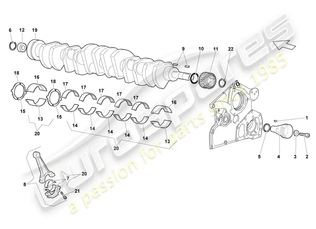 lamborghini lp640 coupe (2007) crankshaft parts diagram