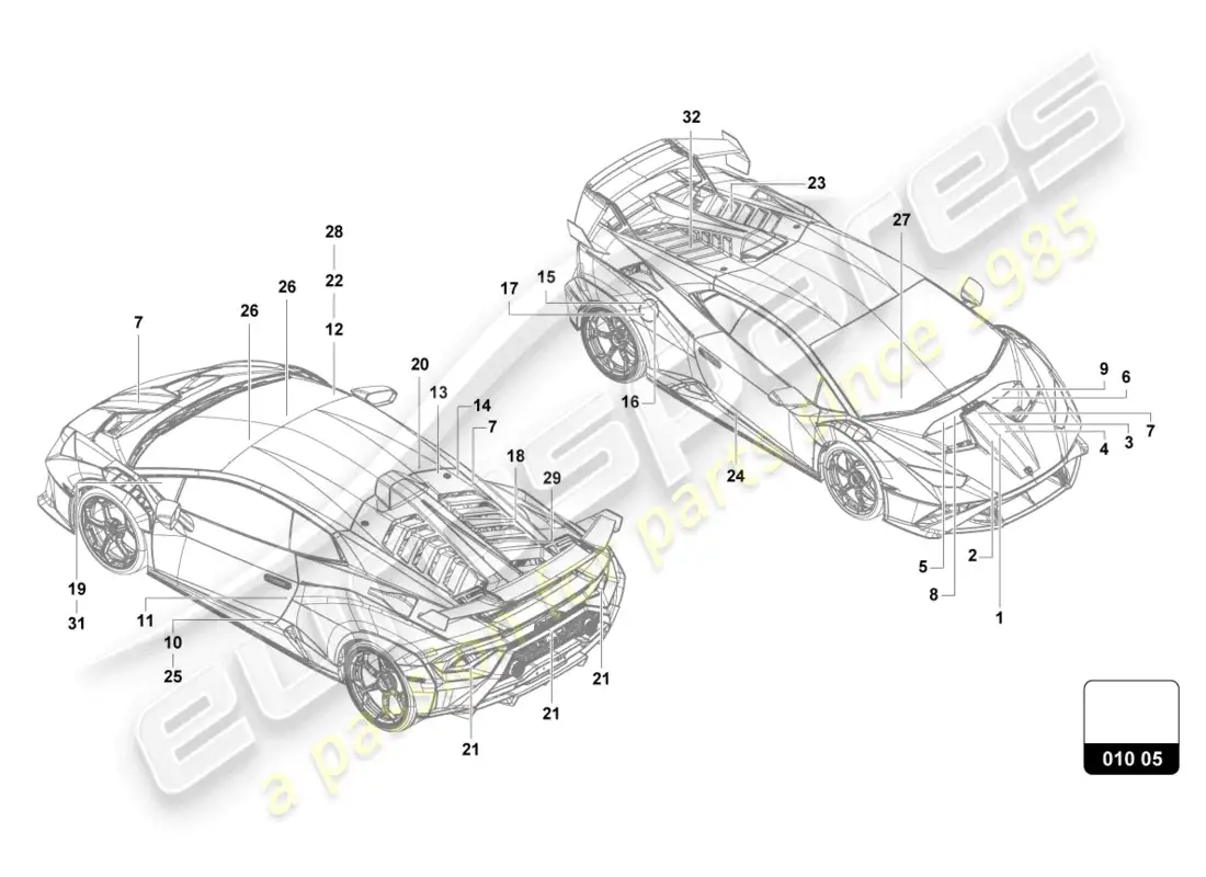 lamborghini sto (2021) inscriptions/lettering parts diagram