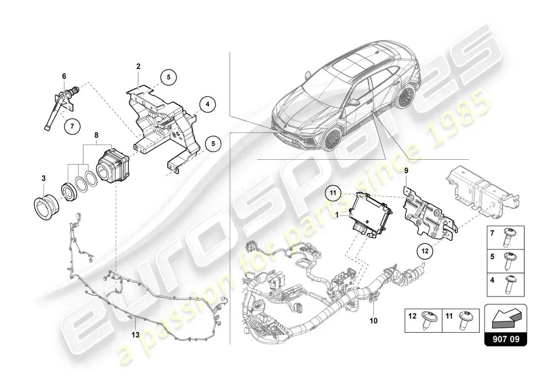 lamborghini urus (2022) camera for night-vision system parts diagram