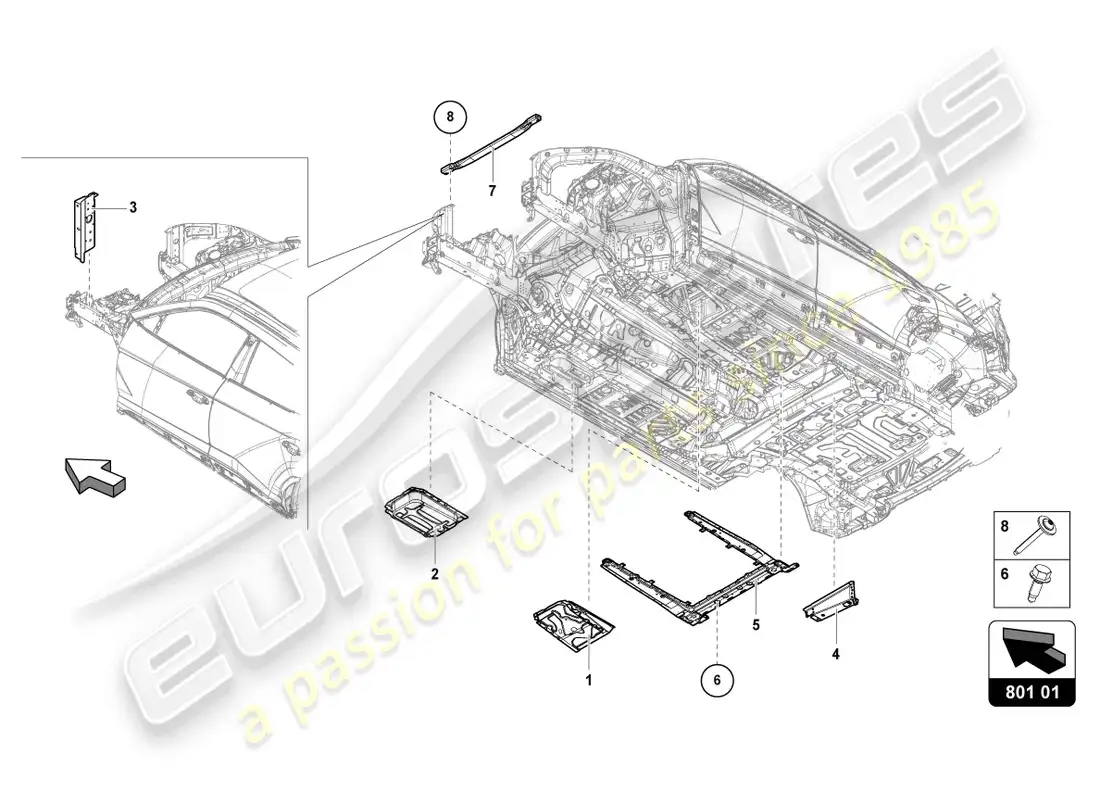 lamborghini urus (2022) retainer for battery parts diagram