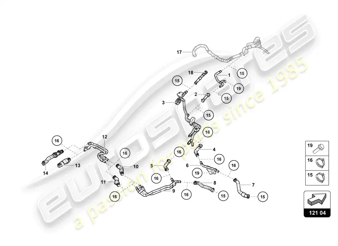 lamborghini sto (2022) coolant hoses and pipes parts diagram