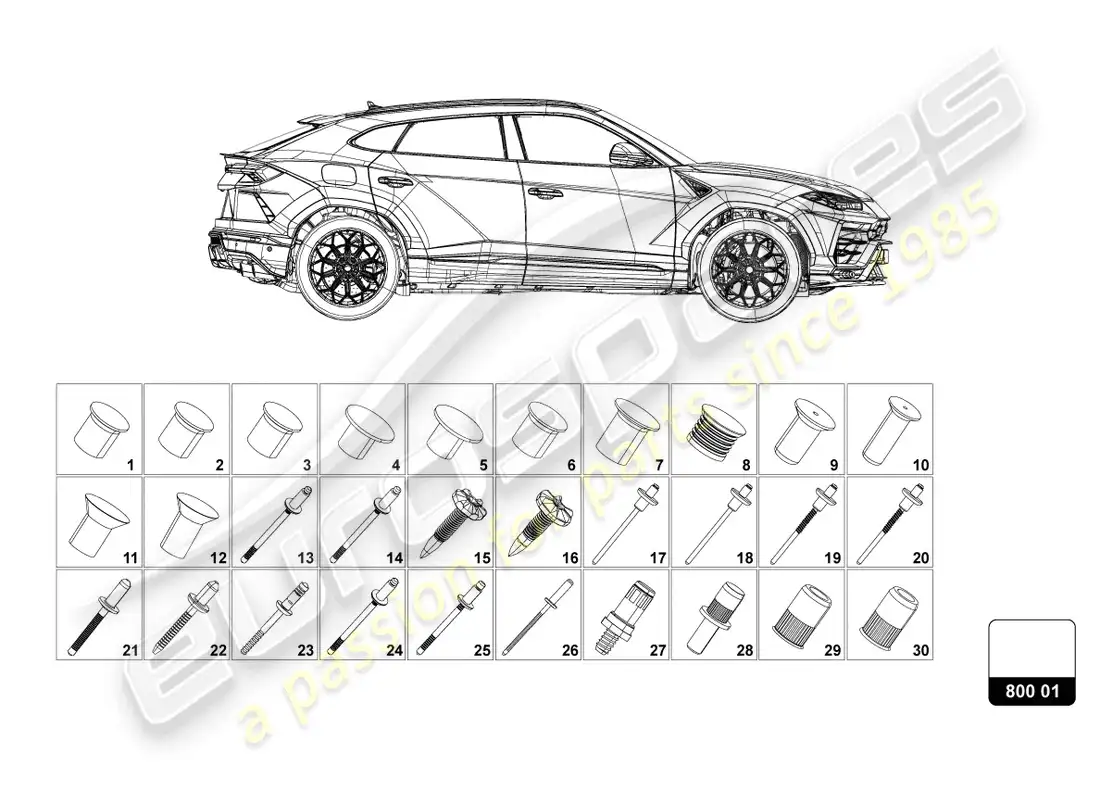 lamborghini urus (2019) mounting for bodywork parts diagram