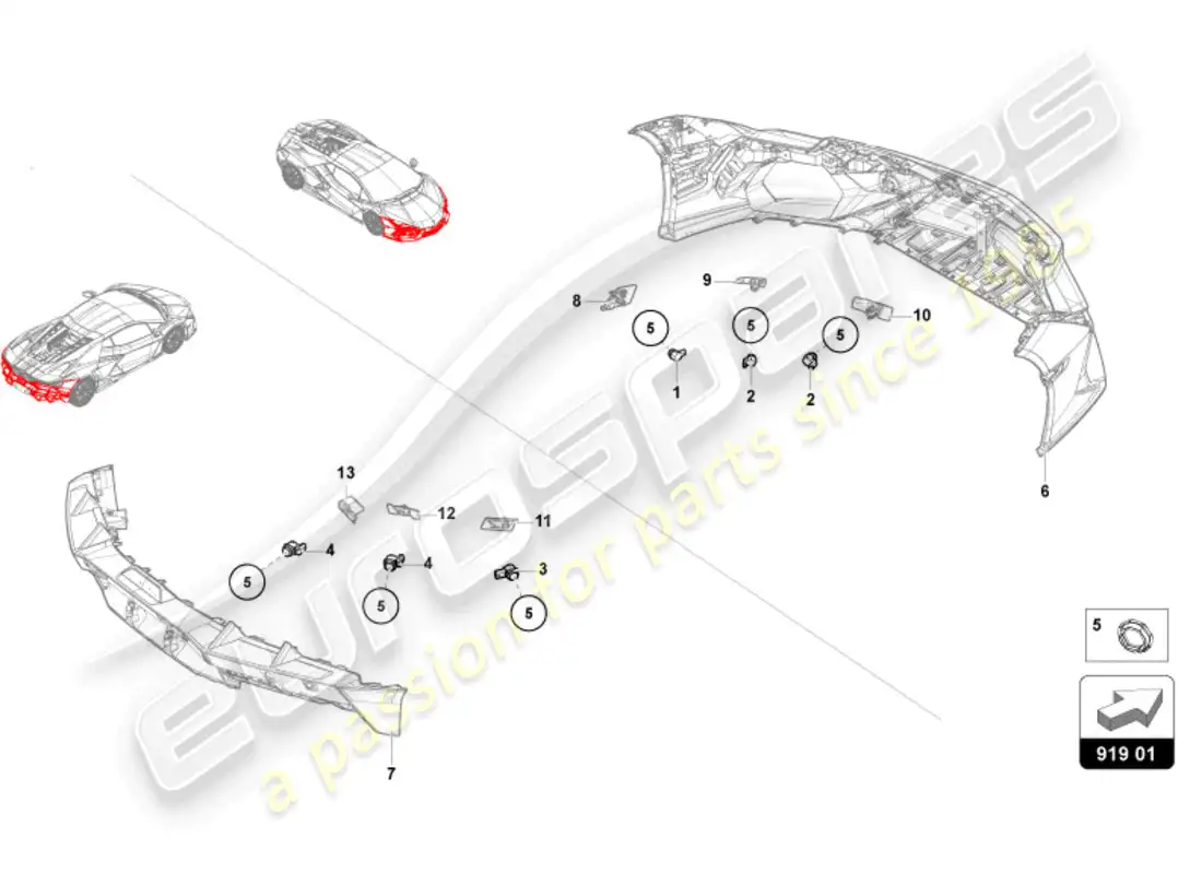 lamborghini revuelto coupe (2024) sensors parts diagram