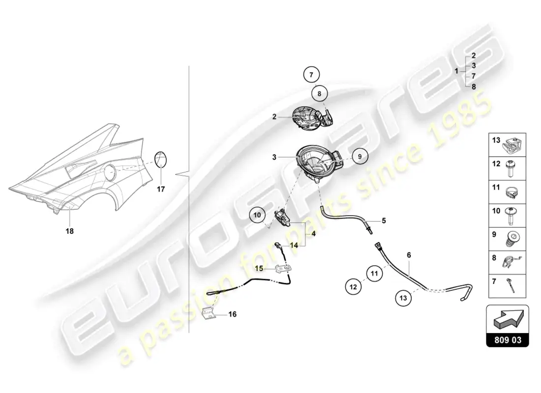 lamborghini sto (2021) fuel filler flap parts diagram