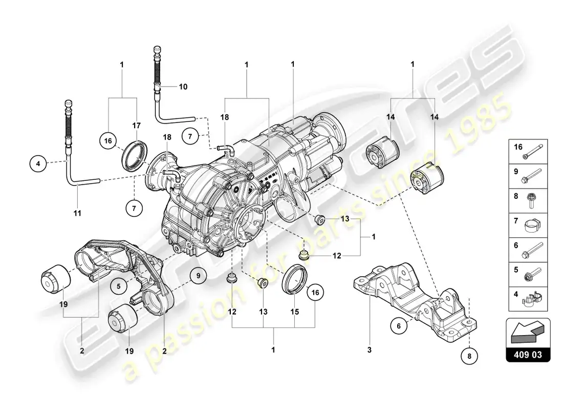 lamborghini countach lpi 800-4 (2022) front axle differential with visco clutch parts diagram