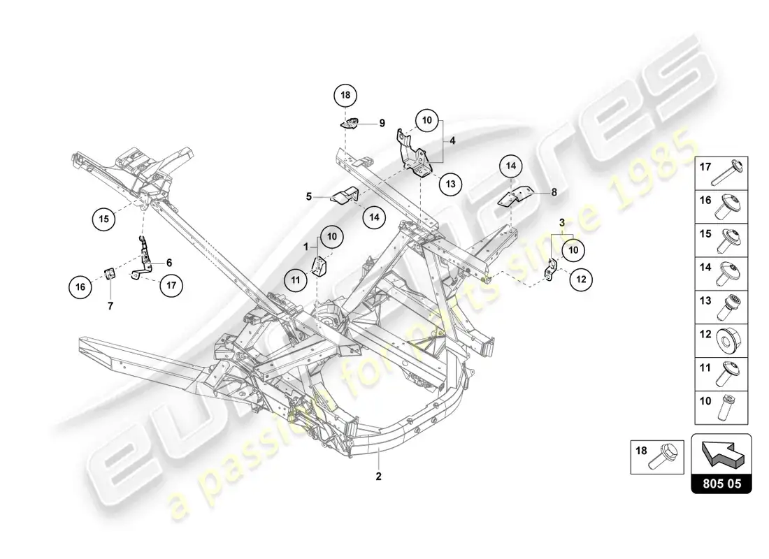 lamborghini sto (2021) chassis side, rear parts diagram