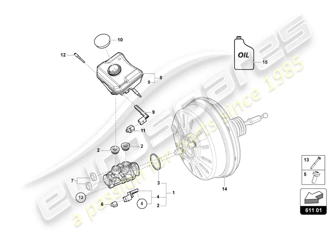 lamborghini urus (2022) tandem brake master cylinder parts diagram