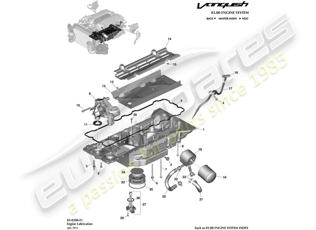 a part diagram from the aston martin vanquish (2018) parts catalogue