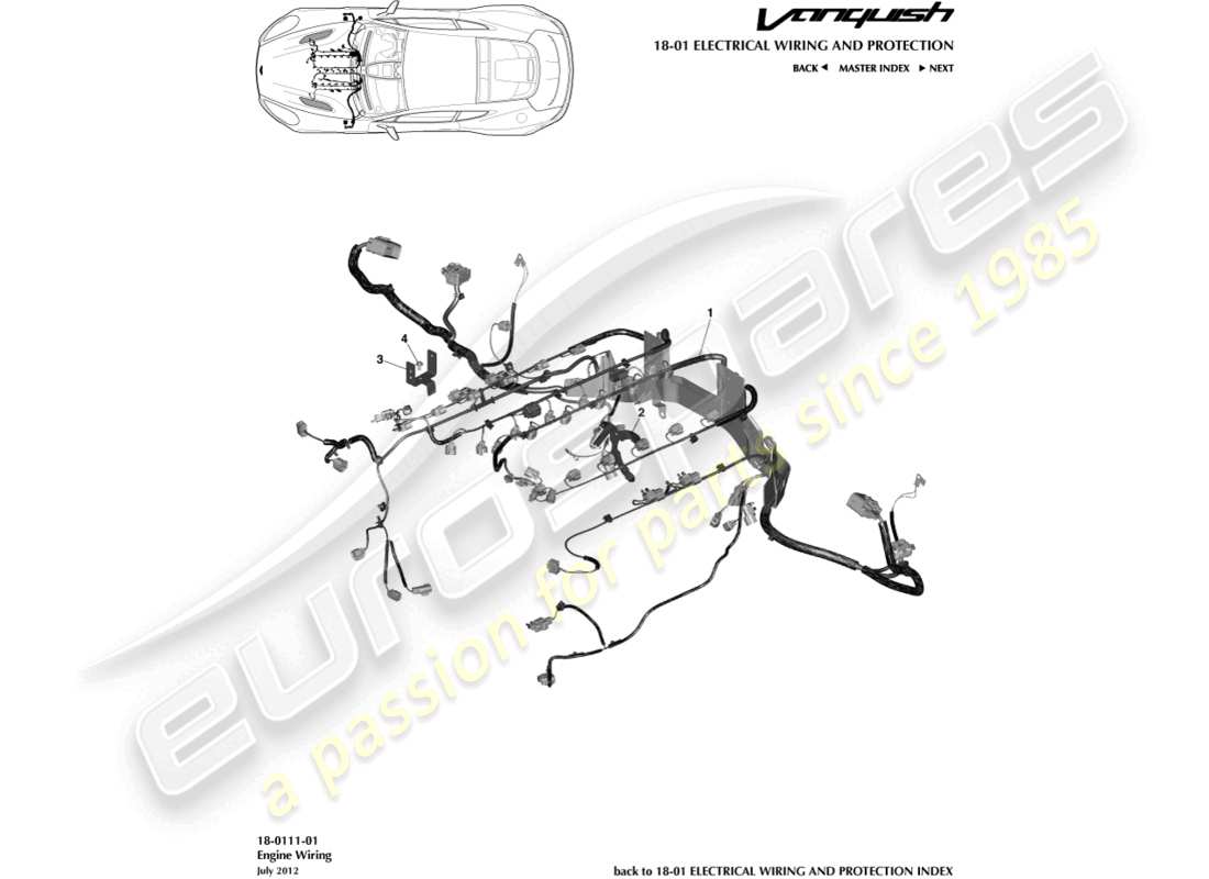 a part diagram from the aston martin vanquish (2018) parts catalogue