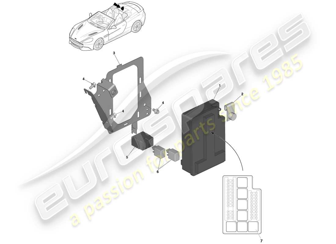 aston martin vanquish (2013) load compartmnet fusebox part diagram