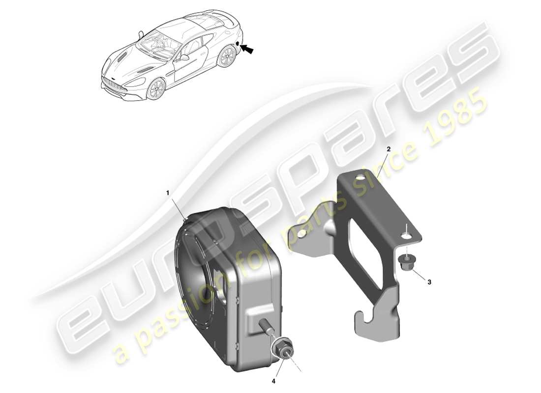 aston martin vanquish (2013) alarm horns & sirens part diagram