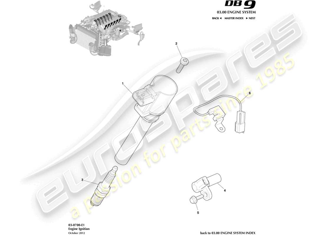 aston martin db9 (2014) ignition parts diagram