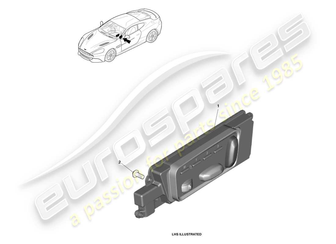 aston martin vanquish (2013) seat adjustment switches part diagram