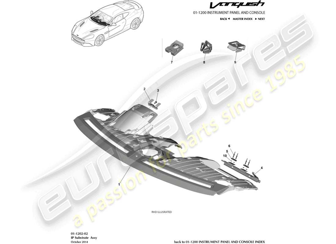 aston martin vanquish (2017) ip substrate part diagram