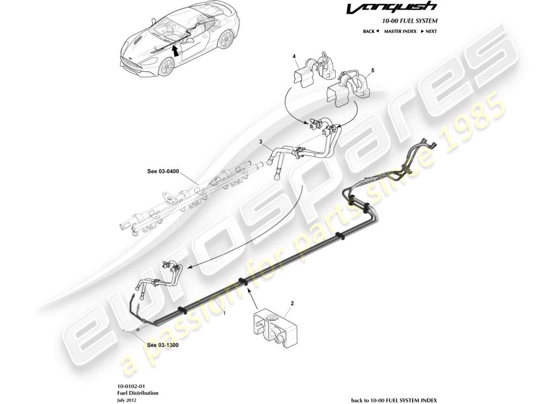 aston martin vanquish (2018) fuel distribution, to 15my part diagram