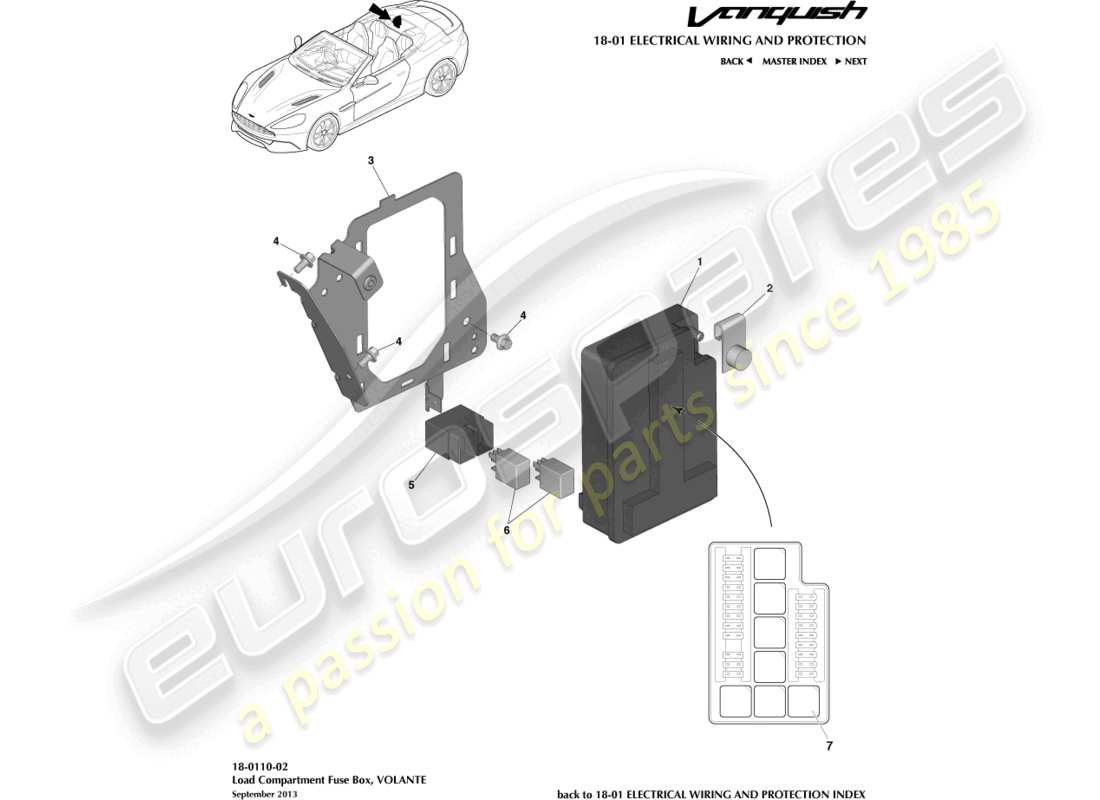 aston martin vanquish (2018) load compartment fusebox part diagram