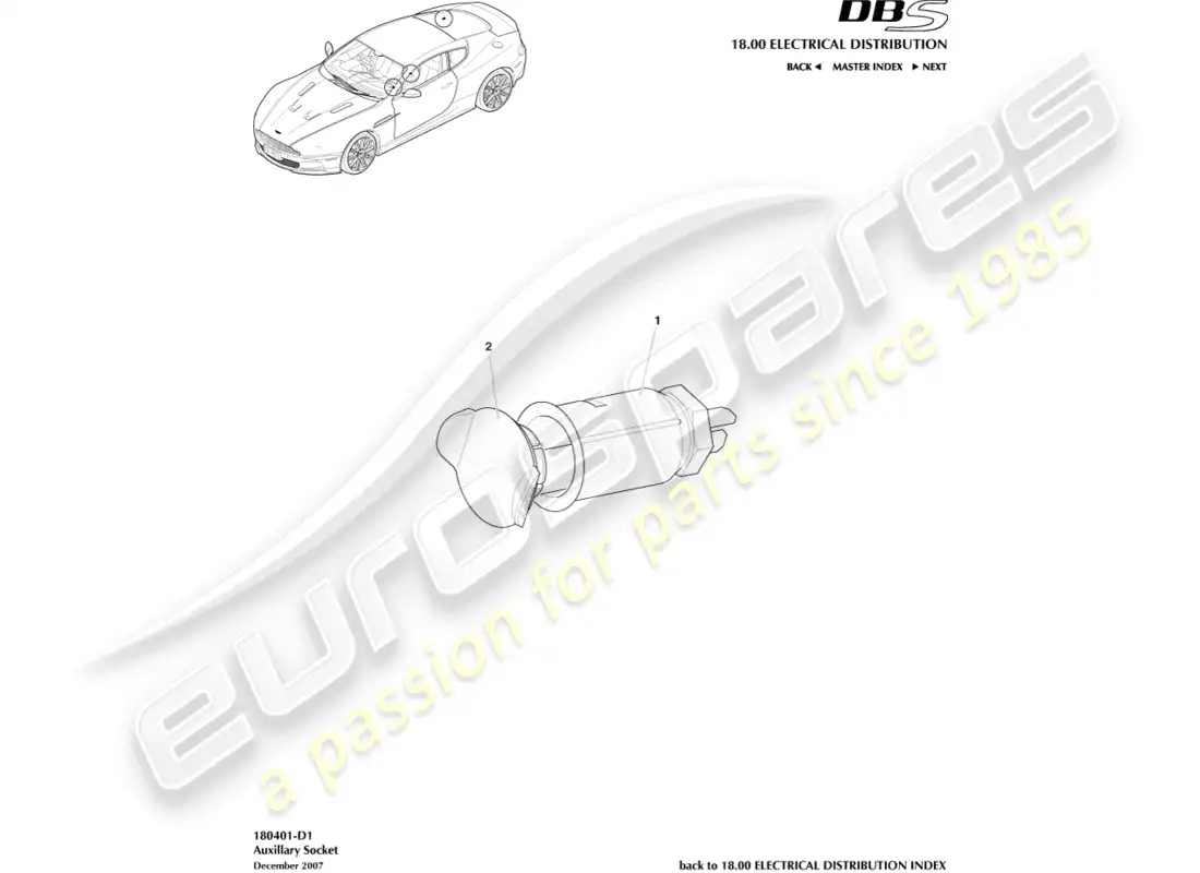 aston martin dbs (2012) auxiliary socket parts diagram