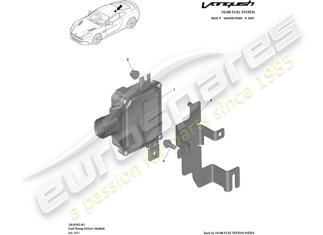 aston martin vanquish (2015) fuel pump module part diagram