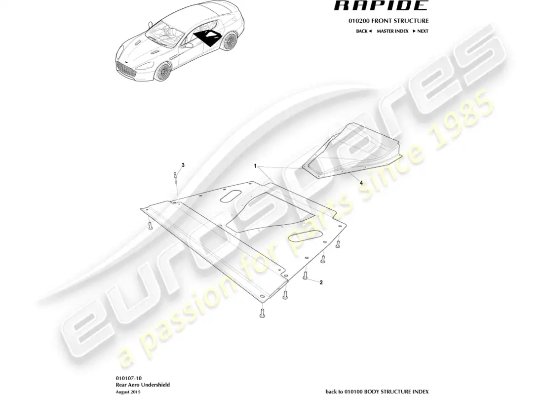 aston martin rapide (2017) rear undershield parts diagram