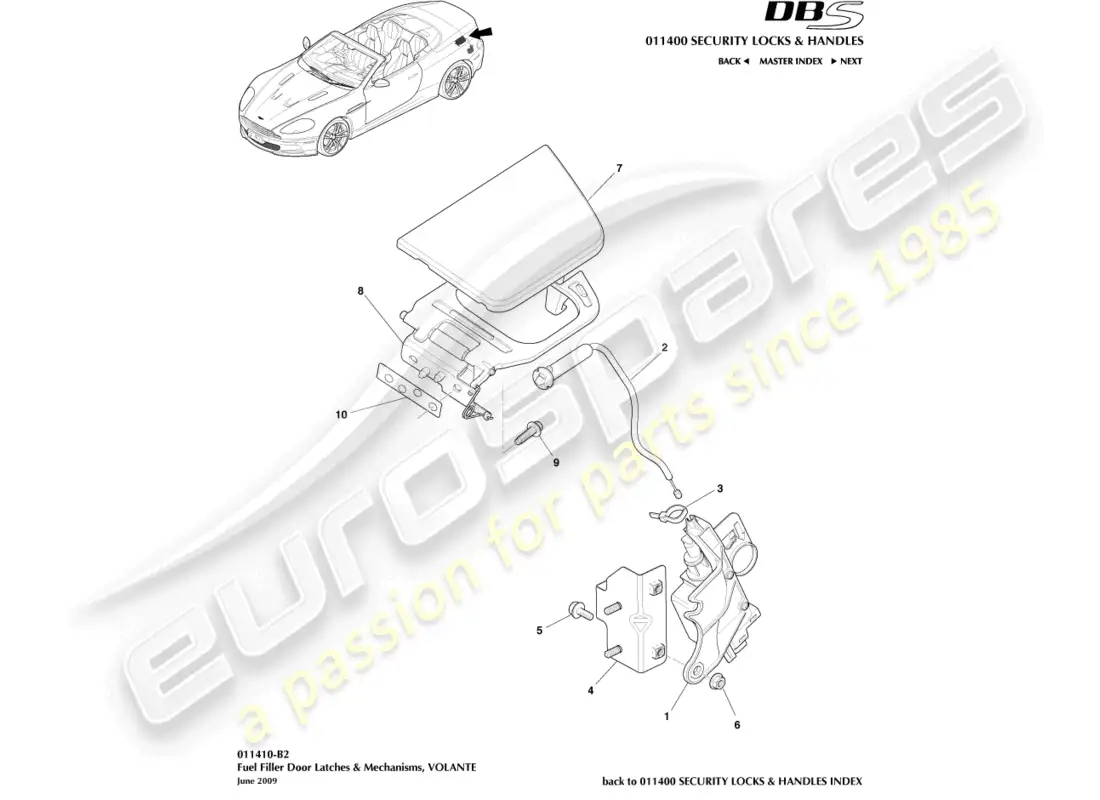 aston martin dbs (2012) fuel filler mechanism, volante parts diagram
