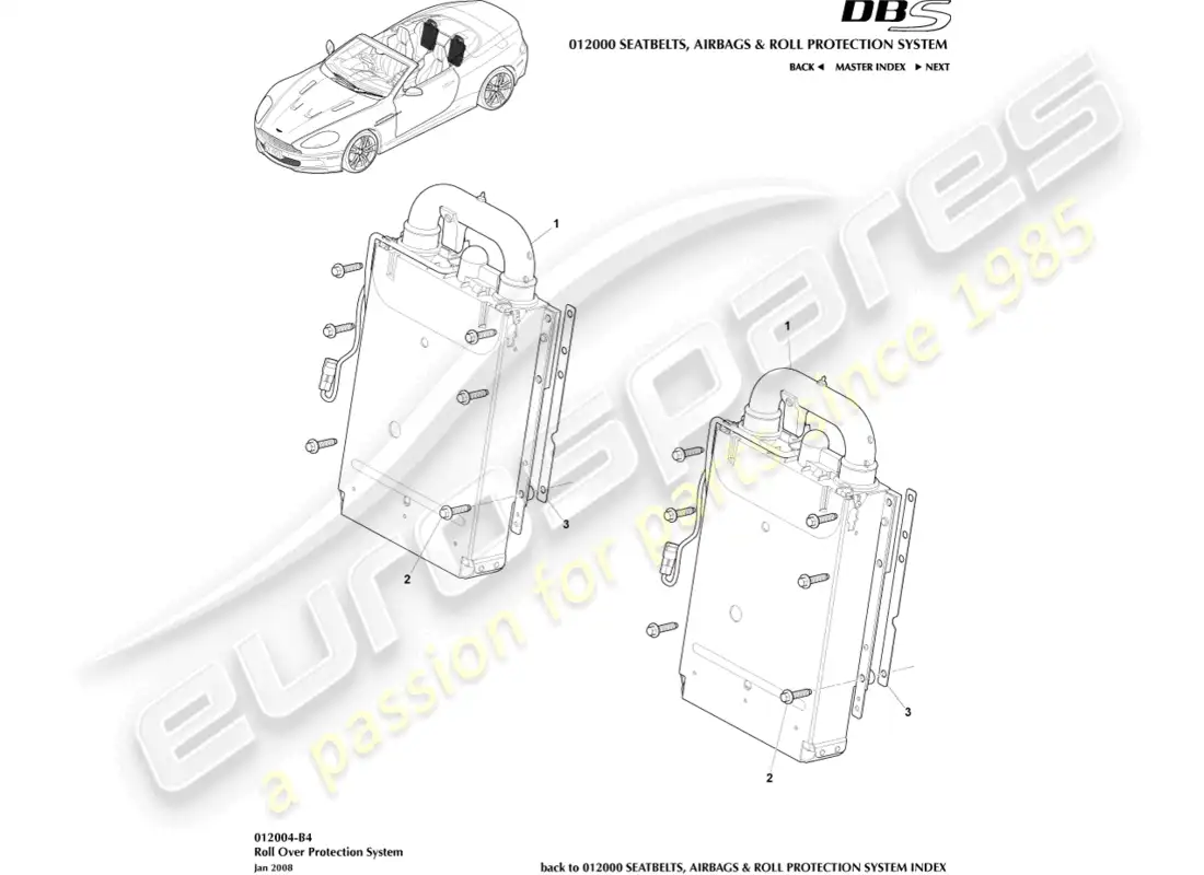 aston martin dbs (2011) rops installation, volante parts diagram