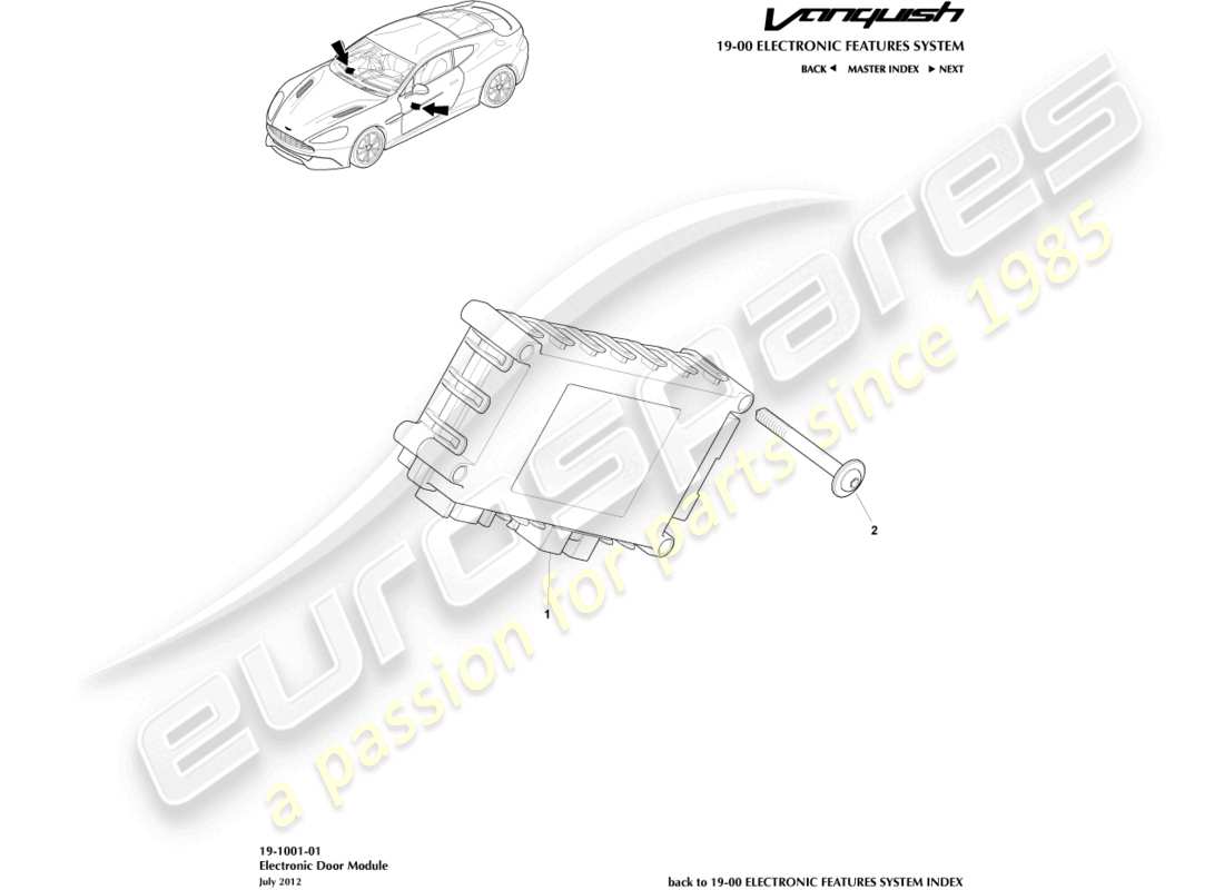 aston martin vanquish (2018) electronic door module part diagram