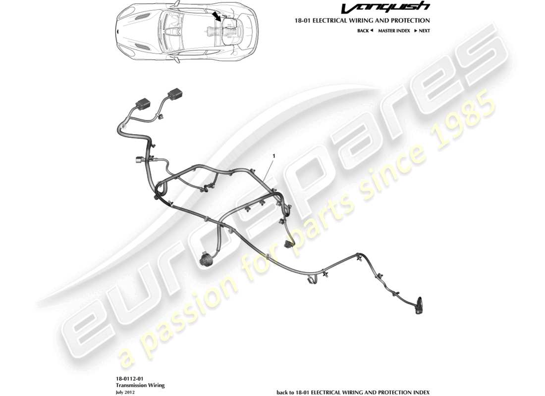 aston martin vanquish (2016) transmission harness part diagram