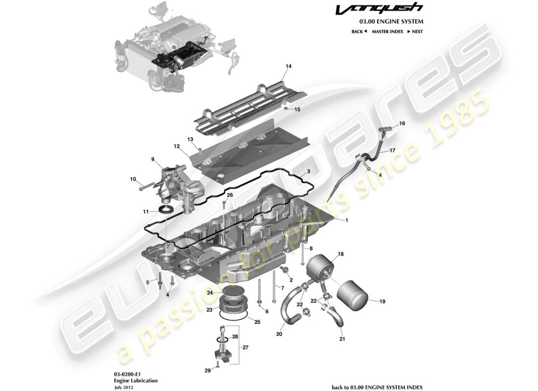 aston martin vanquish (2018) engine lubrication part diagram